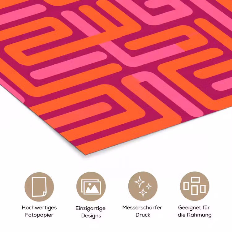 Poster - Zusammenfassung – Muster – Linien – Rosa – Orange — 5