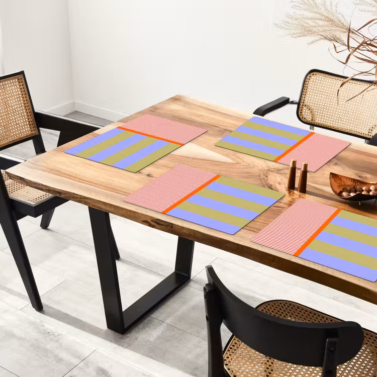 Tischset - 6 Stück - Zusammenfassung – Geometrie – Streifen – Blöcke – Rot — 4