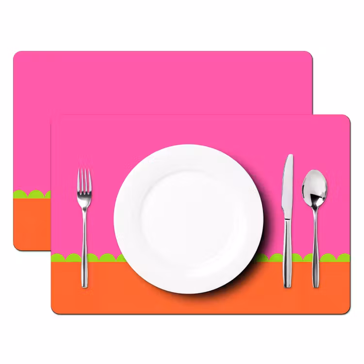 Tischset - 6 Stück - Zusammenfassung – Geometrisch – Farbblöcke – Rosa – Orange — 2