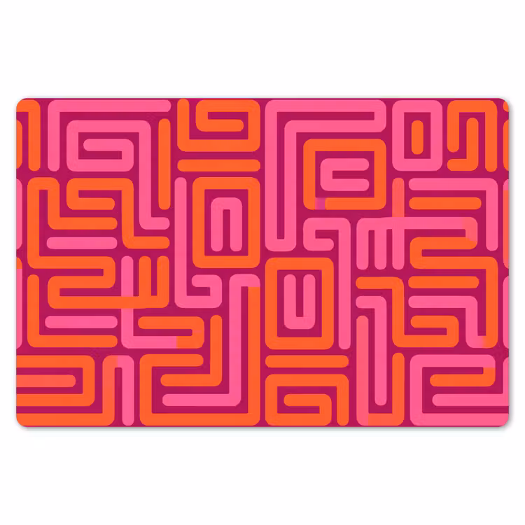 Tischset - 6 Stück - Zusammenfassung – Muster – Linien – Rosa – Orange — 6