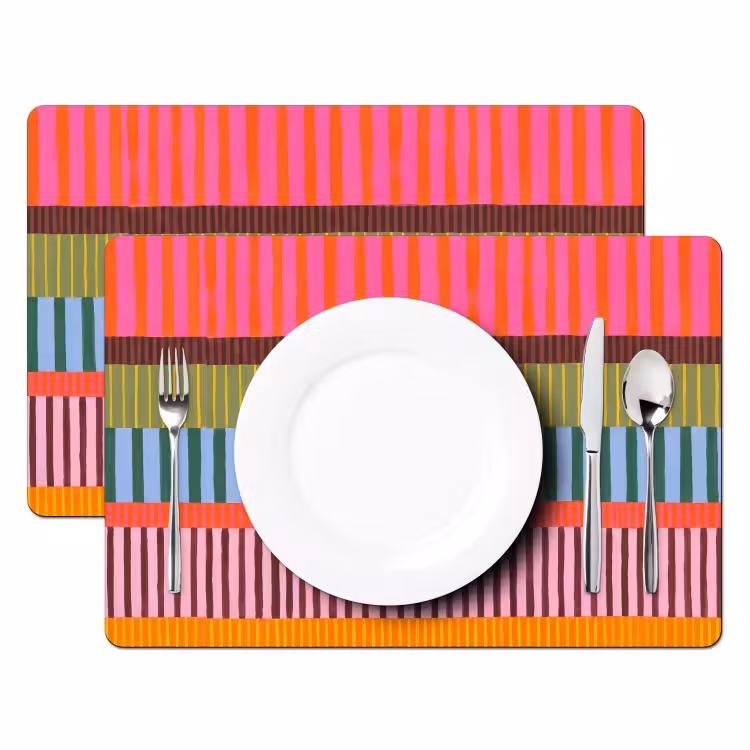 Tischset - 6 Stück - Zusammenfassung – Streifen – Modern – Farbenfroh – Kunst — 2
