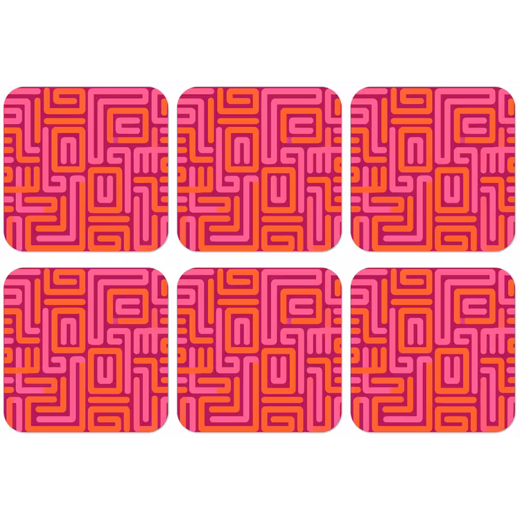 Untersetzer - Zusammenfassung – Muster – Linien – Rosa – Orange — 1