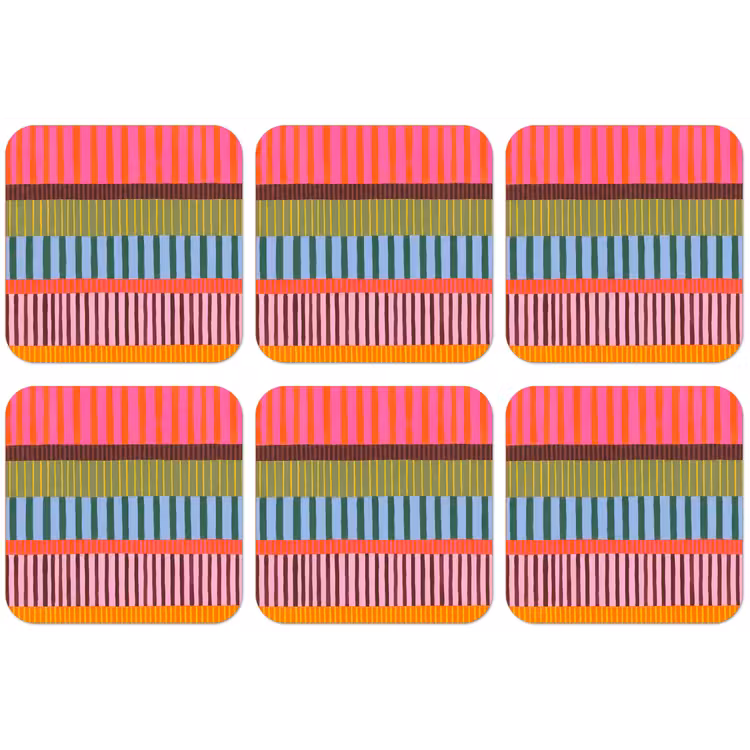 Untersetzer - Zusammenfassung – Streifen – Modern – Farbenfroh – Kunst — 1