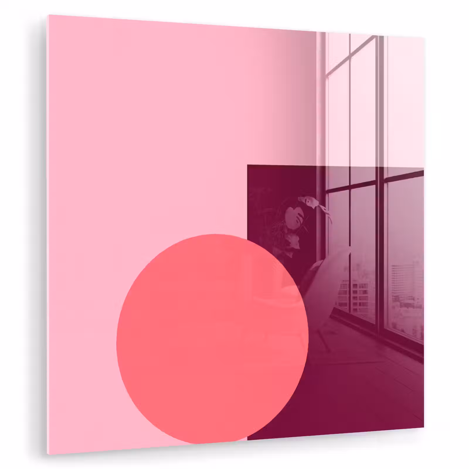 Glasbild - Zusammenfassung – Formen – Rosa – Modern – Design — 1