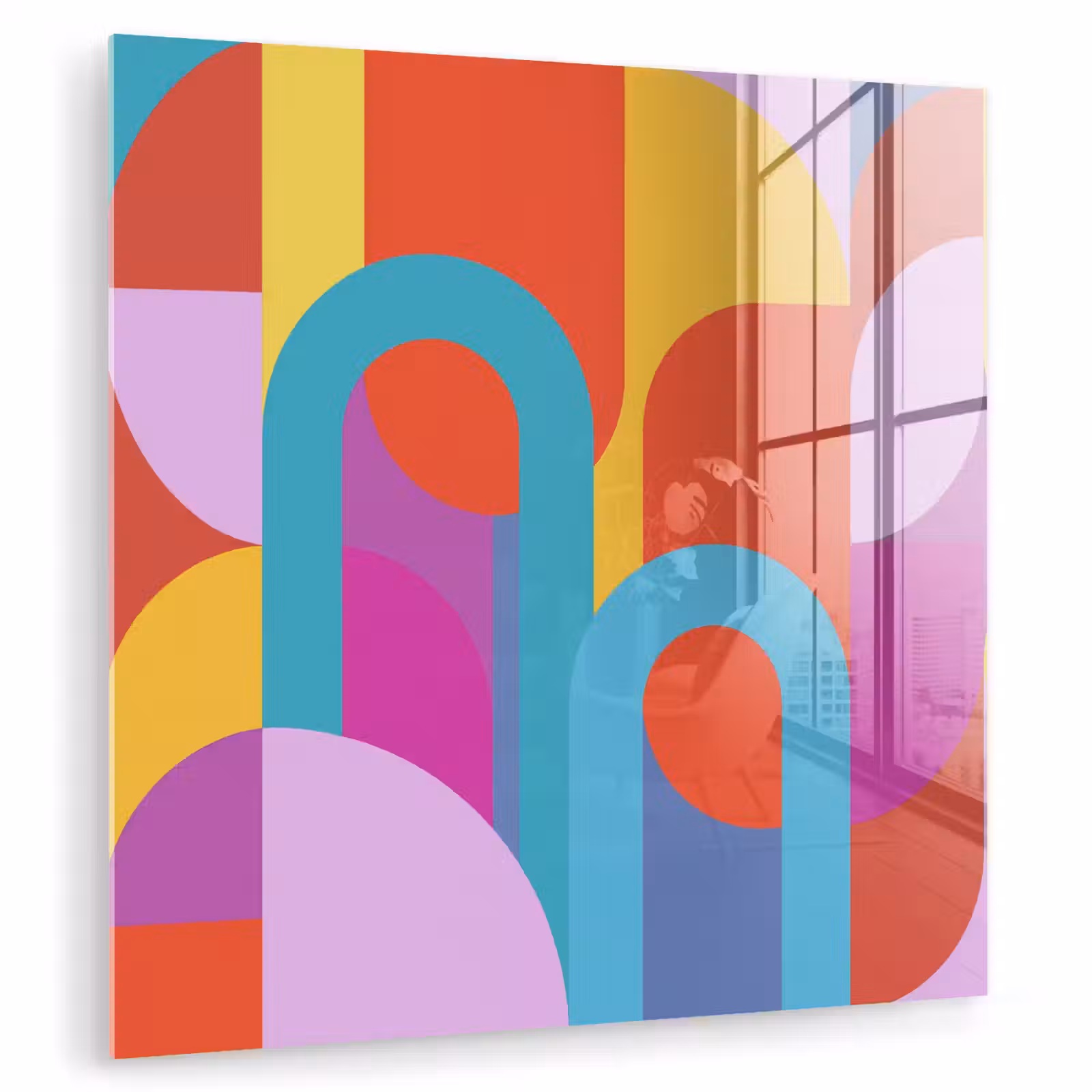 Glasbild - Zusammenfassung – Geometrie – Farbenfroh – Modern – Kunst — 1