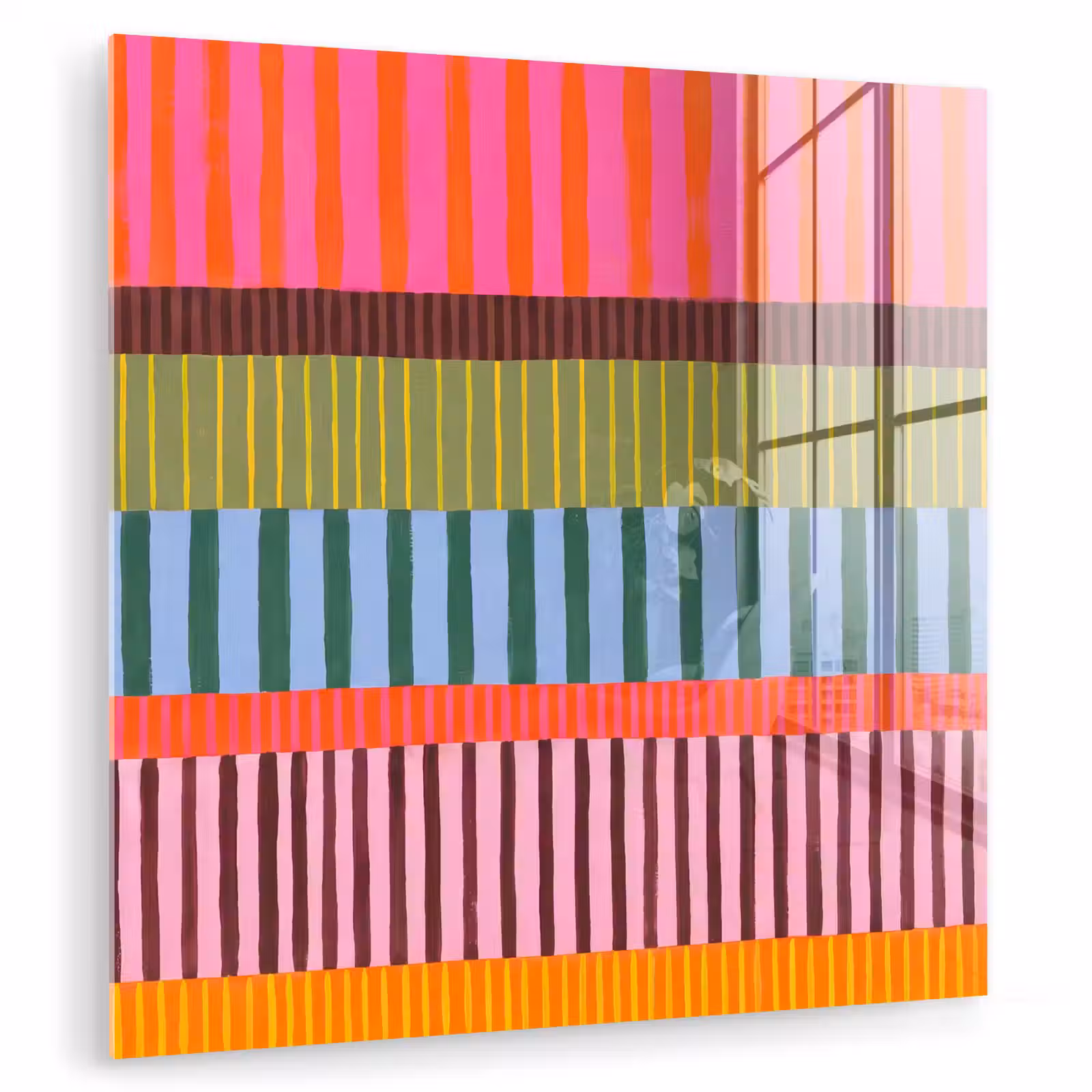 Glasbild - Zusammenfassung – Streifen – Modern – Farbenfroh – Kunst — 1