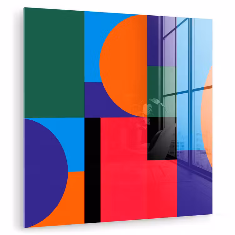 Glasbild - Geometrisch – Abstrakt – Formen – Farbenfroh – Modern — 1