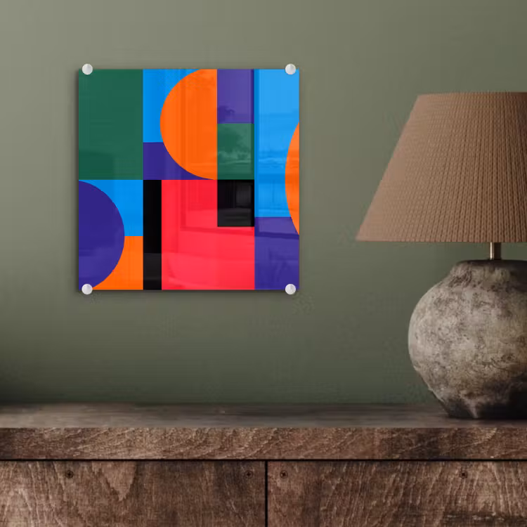 Glasbild - Geometrisch – Abstrakt – Formen – Farbenfroh – Modern — 4