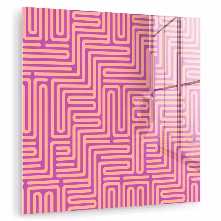 Glasbild - Muster – Linien – Abstrakt – Modern – Lila — 1