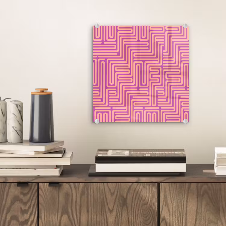 Glasbild - Muster – Linien – Abstrakt – Modern – Lila — 2
