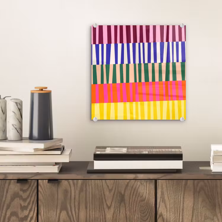 Glasbild - Muster – Streifen – Abstrakt – Modern – Farbenfroh — 2
