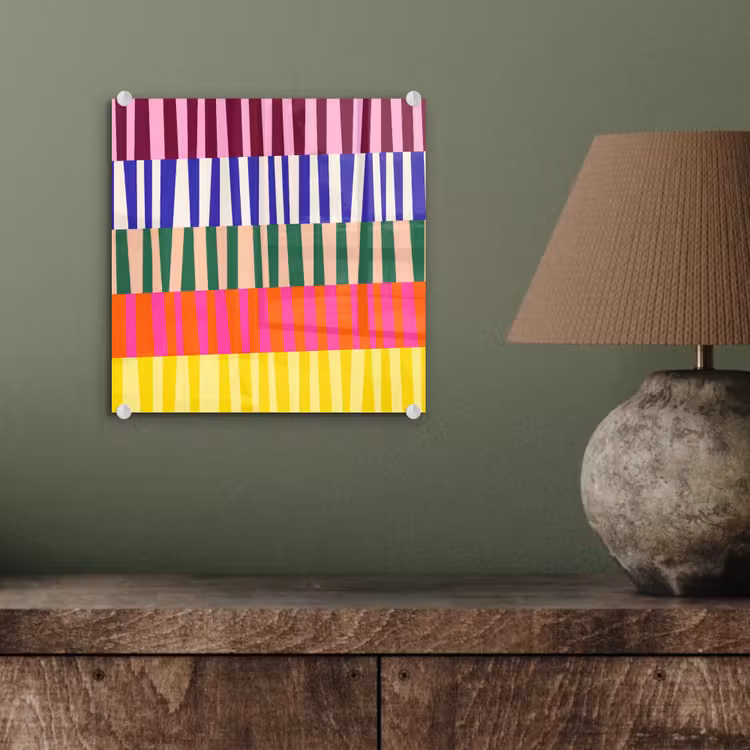 Glasbild - Muster – Streifen – Abstrakt – Modern – Farbenfroh — 4