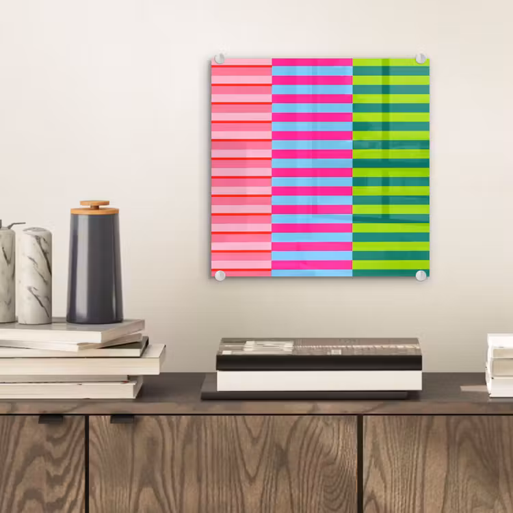 Glasbild - Muster – Streifen – Modern – Abstrakt – Bunt — 2