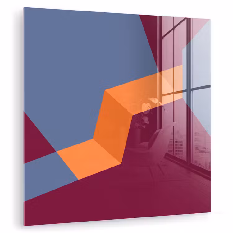Glasbild - Zusammenfassung – Formen – Modern – Blau – Orange — 1