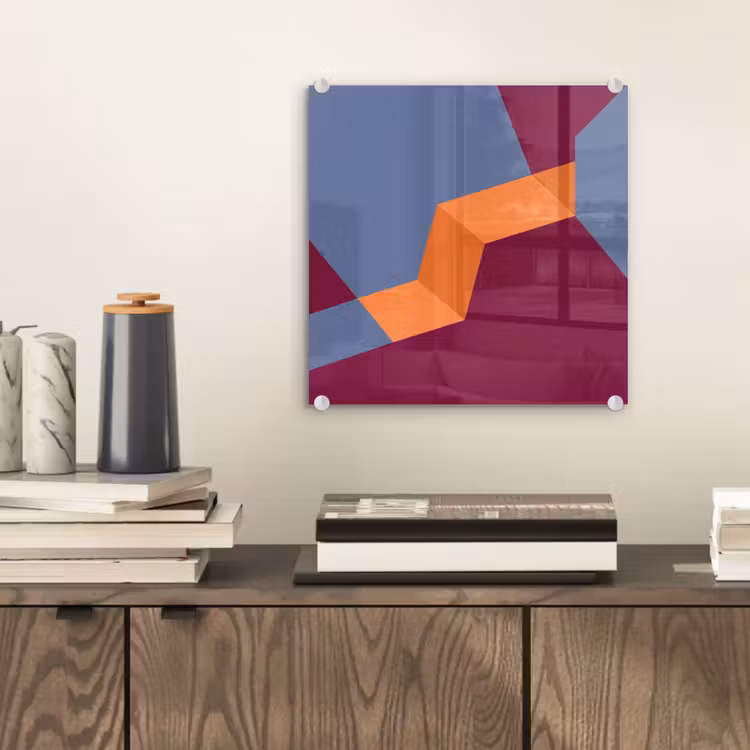Glasbild - Zusammenfassung – Formen – Modern – Blau – Orange — 2
