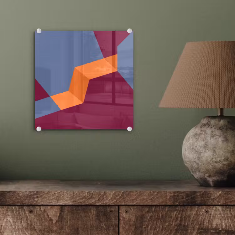 Glasbild - Zusammenfassung – Formen – Modern – Blau – Orange — 4