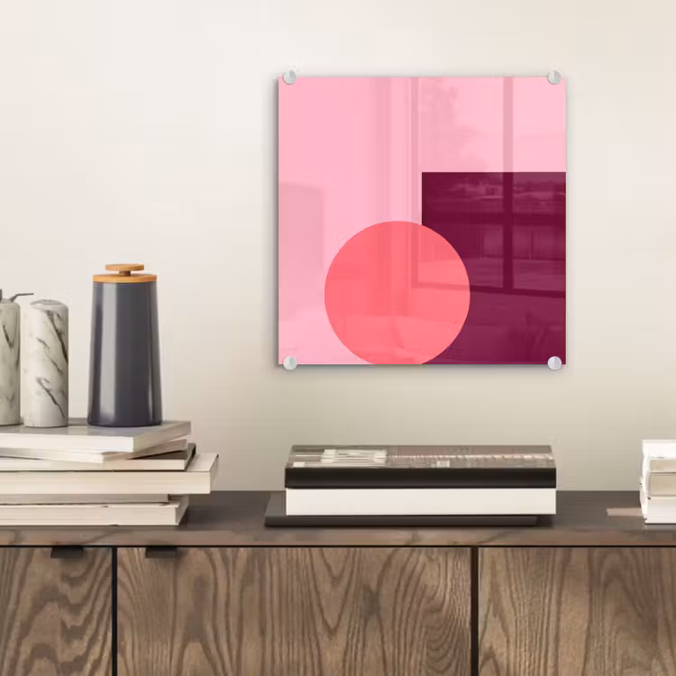 Glasbild - Zusammenfassung – Formen – Rosa – Modern – Design — 2