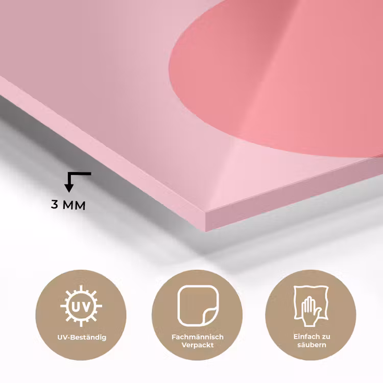 Glasbild - Zusammenfassung – Formen – Rosa – Modern – Design — 3