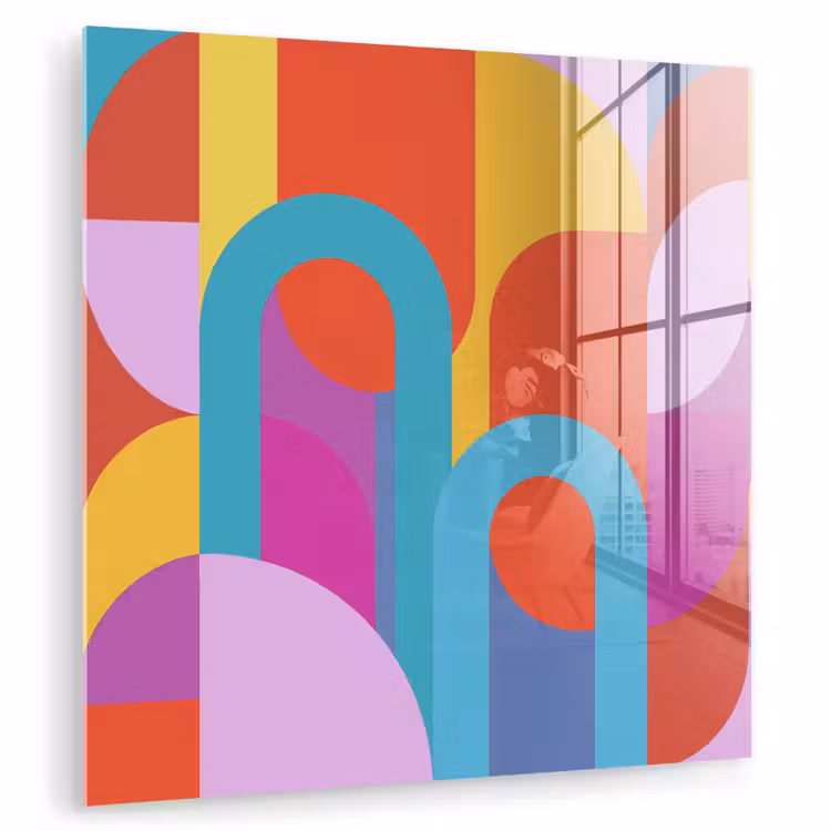 Glasbild - Zusammenfassung – Geometrie – Farbenfroh – Modern – Kunst — 1