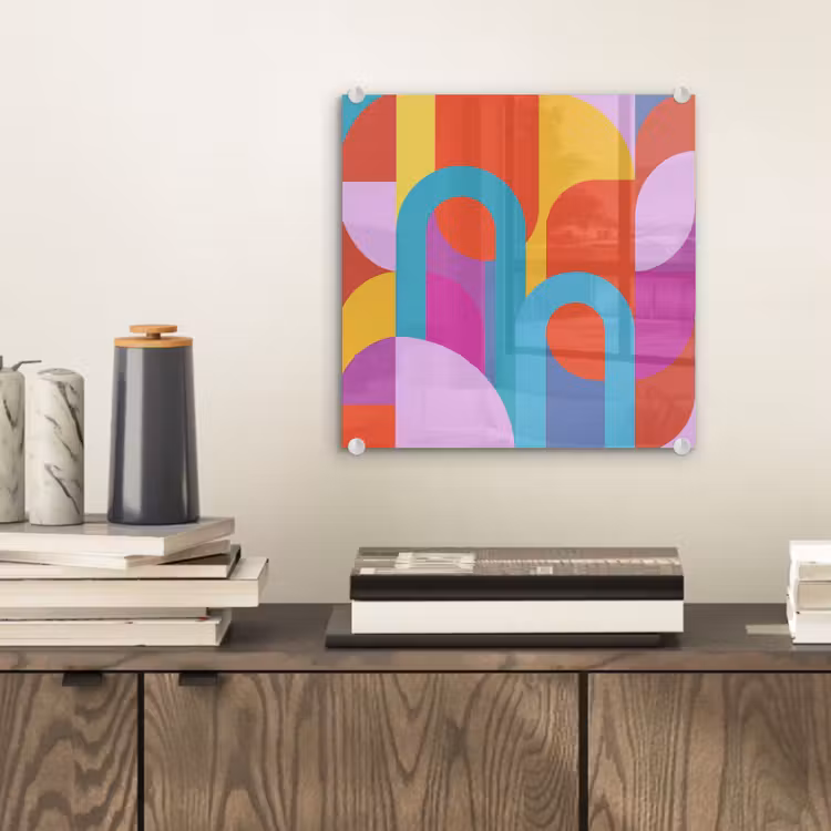 Glasbild - Zusammenfassung – Geometrie – Farbenfroh – Modern – Kunst — 2