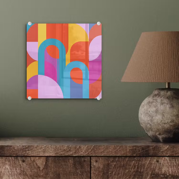 Glasbild - Zusammenfassung – Geometrie – Farbenfroh – Modern – Kunst — 4