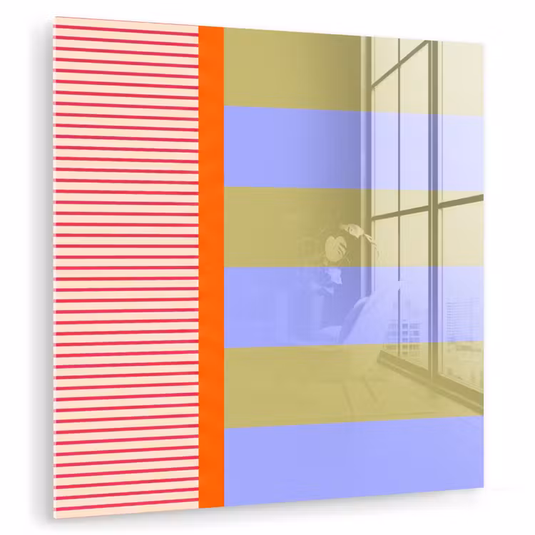 Glasbild - Zusammenfassung – Geometrie – Streifen – Blöcke – Rot — 1
