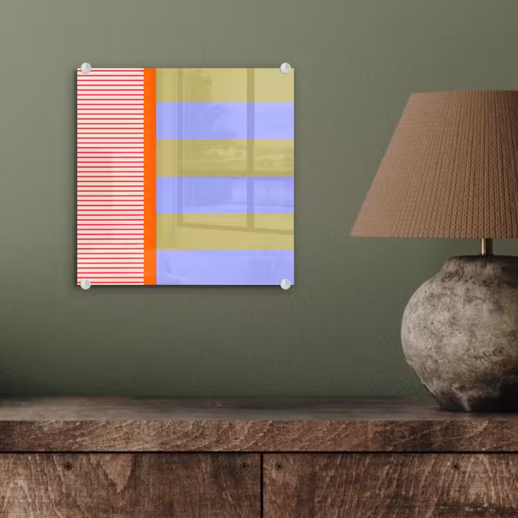 Glasbild - Zusammenfassung – Geometrie – Streifen – Blöcke – Rot — 4