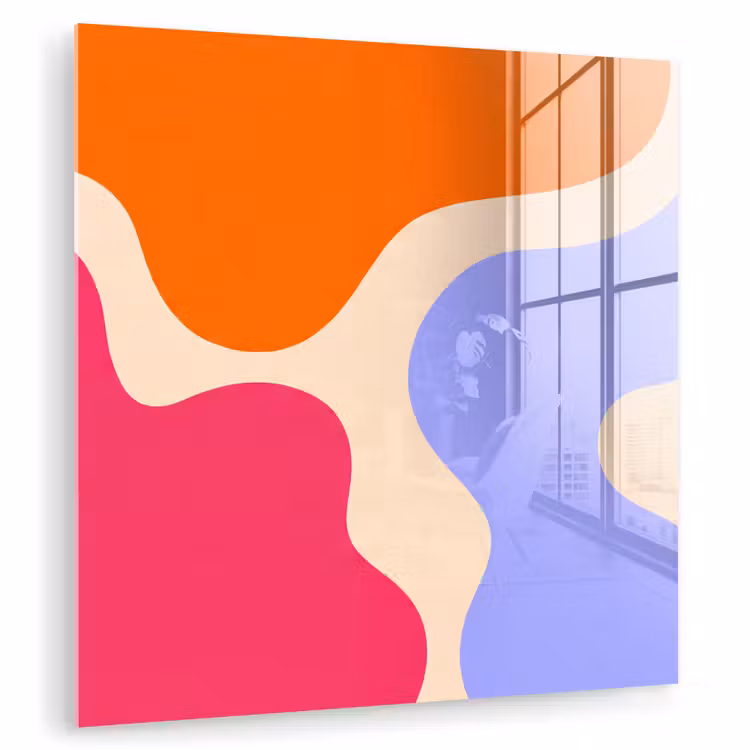 Glasbild - Zusammenfassung – Organische Formen – Design – Modern – Farbenfroh — 1