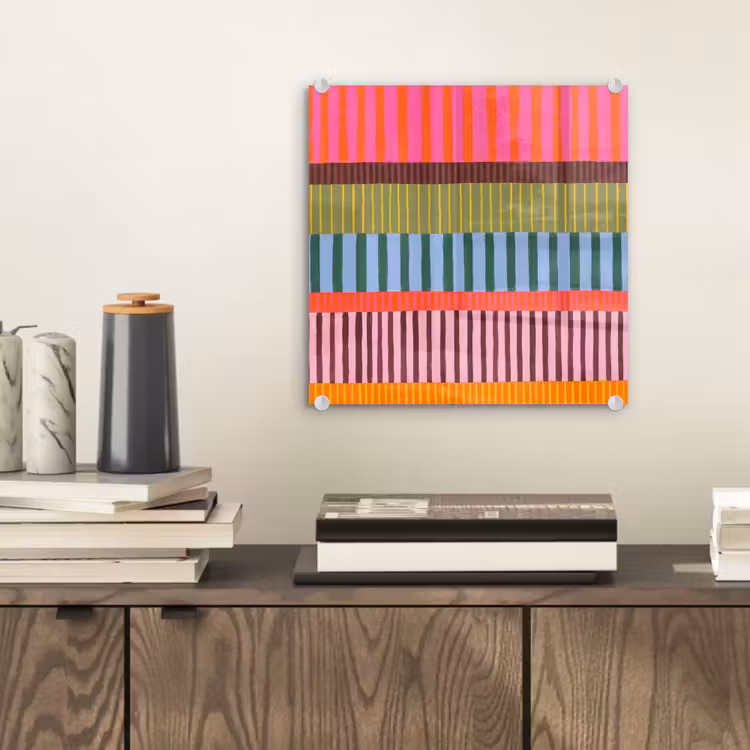 Glasbild - Zusammenfassung – Streifen – Modern – Farbenfroh – Kunst — 2