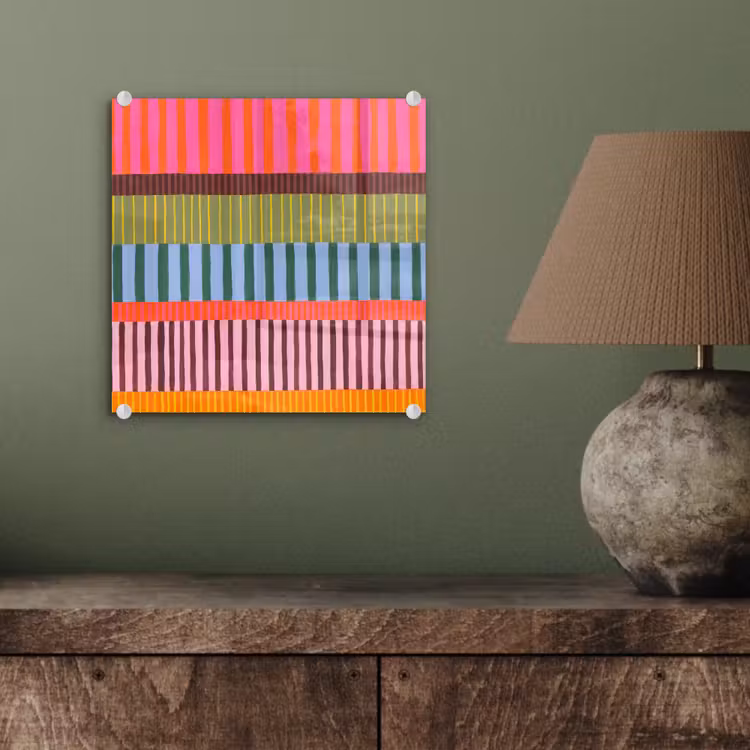 Glasbild - Zusammenfassung – Streifen – Modern – Farbenfroh – Kunst — 4