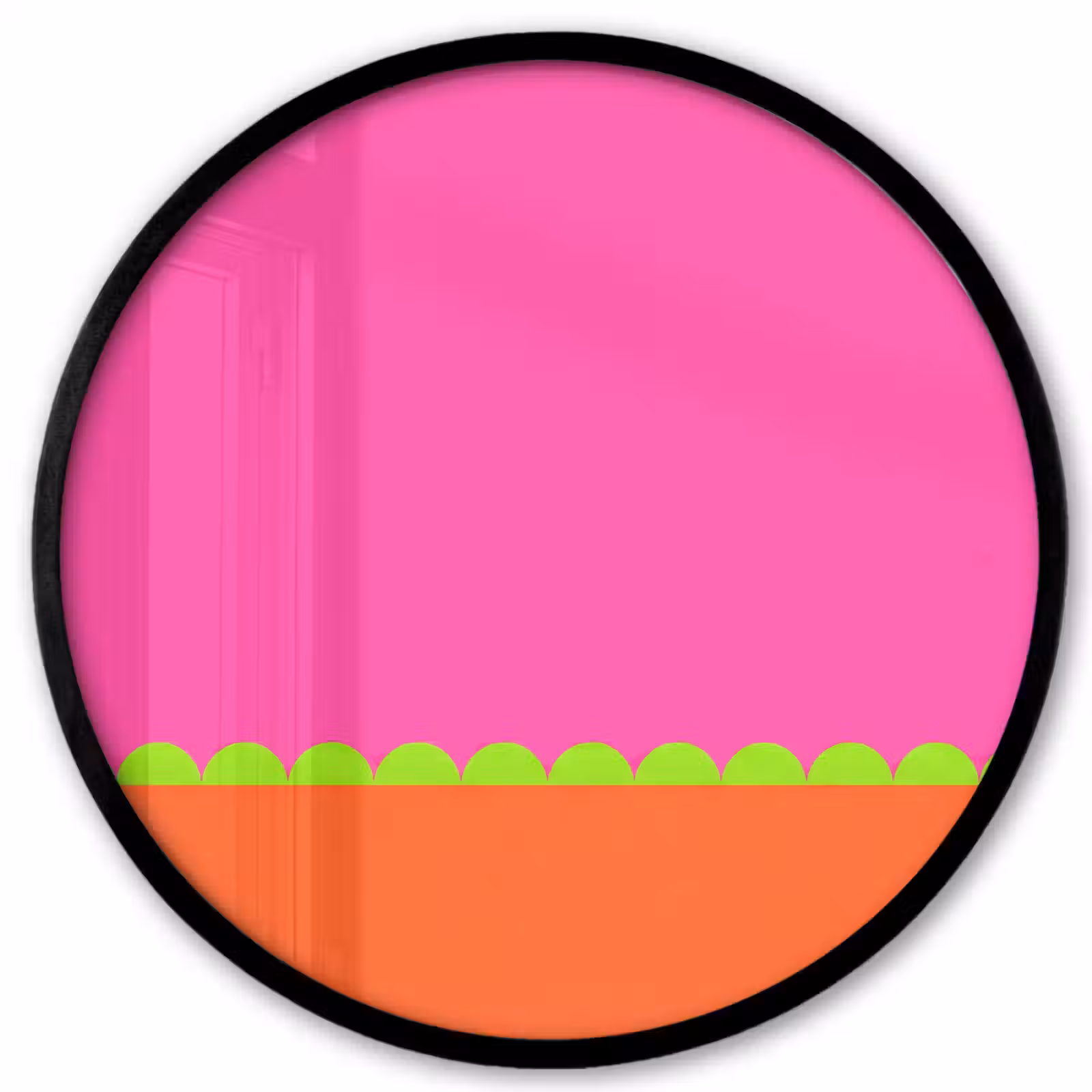 Poster im Rahmen Rund - Zusammenfassung – Geometrisch – Farbblöcke – Rosa – Orange — 1