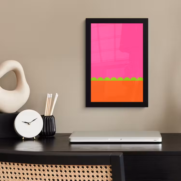 Bilder mit Rahmen - Zusammenfassung – Geometrisch – Farbblöcke – Rosa – Orange — 2