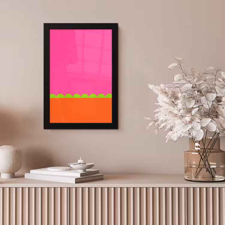 Bilder mit Rahmen - Zusammenfassung – Geometrisch – Farbblöcke – Rosa – Orange — 4