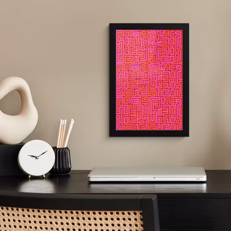 Bilder mit Rahmen - Zusammenfassung – Muster – Linien – Rosa – Orange — 2