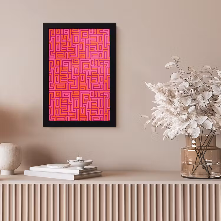 Bilder mit Rahmen - Zusammenfassung – Muster – Linien – Rosa – Orange — 4