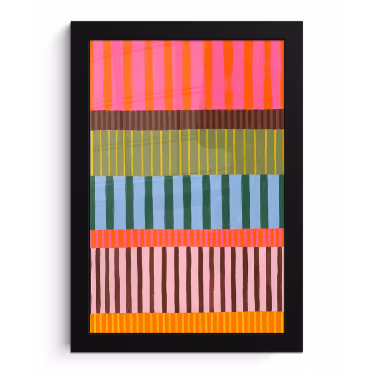 Bilder mit Rahmen - Zusammenfassung – Streifen – Modern – Farbenfroh – Kunst — 1