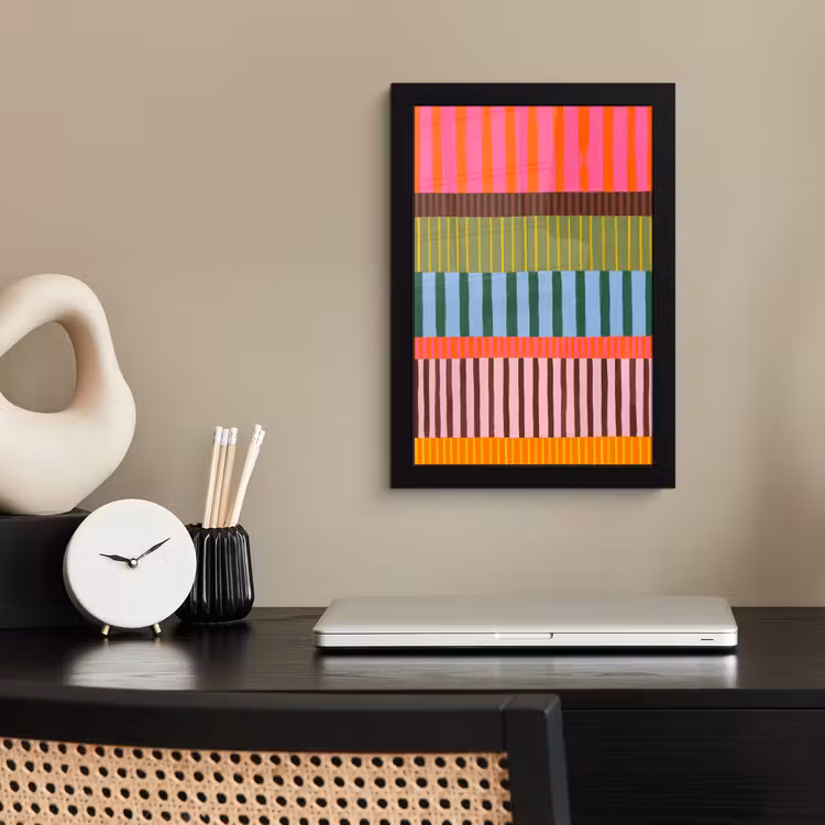 Bilder mit Rahmen - Zusammenfassung – Streifen – Modern – Farbenfroh – Kunst — 2