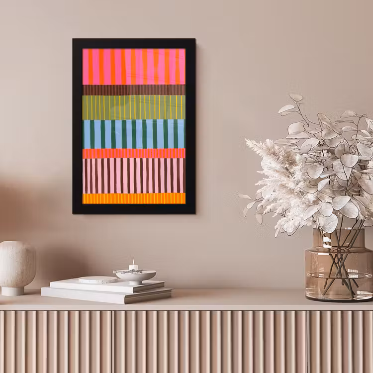 Bilder mit Rahmen - Zusammenfassung – Streifen – Modern – Farbenfroh – Kunst — 4