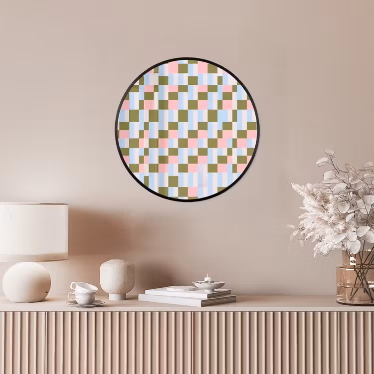 Poster im Rahmen Rund - Muster – Geometrisch – Abstrakt – Farbenfroh – Modern — 5