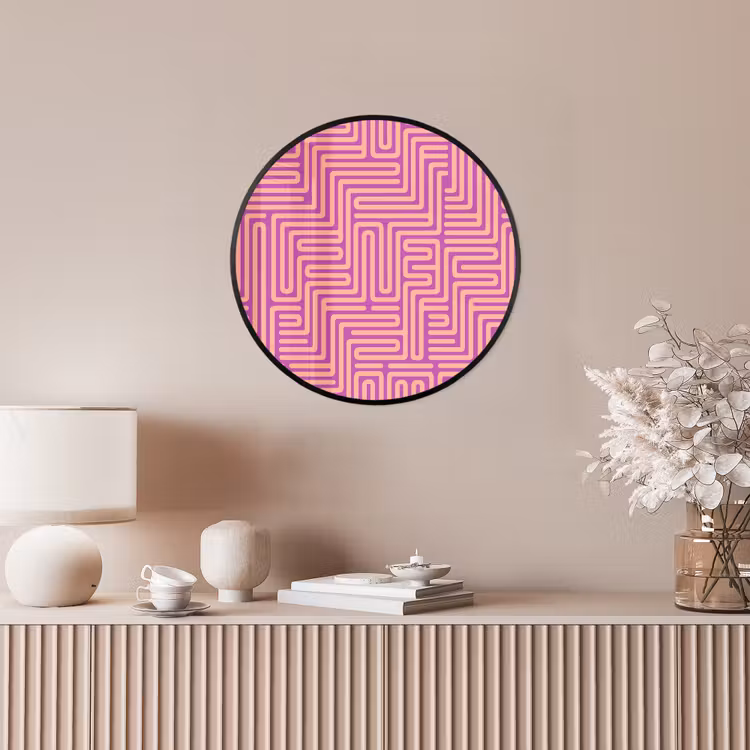 Poster im Rahmen Rund - Muster – Linien – Abstrakt – Modern – Lila — 5