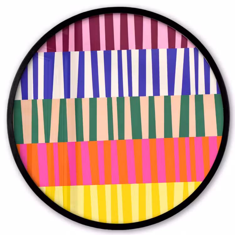 Poster im Rahmen Rund - Muster – Streifen – Abstrakt – Modern – Farbenfroh — 1
