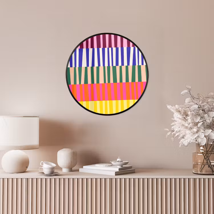 Poster im Rahmen Rund - Muster – Streifen – Abstrakt – Modern – Farbenfroh — 5