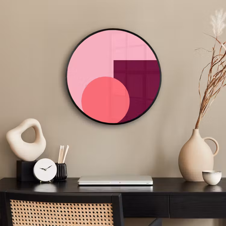 Poster im Rahmen Rund - Zusammenfassung – Formen – Rosa – Modern – Design — 3