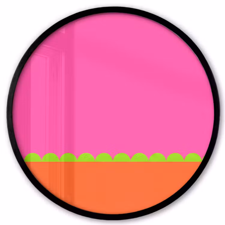 Poster im Rahmen Rund - Zusammenfassung – Geometrisch – Farbblöcke – Rosa – Orange — 1