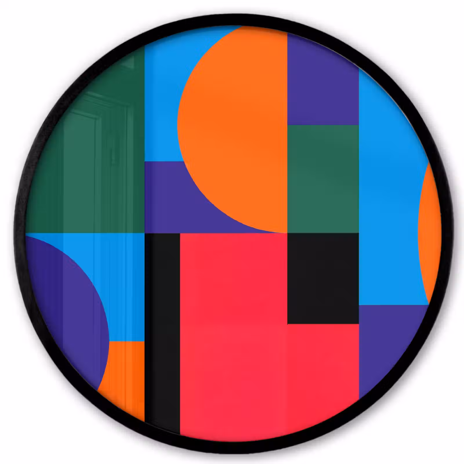 Poster im Rahmen Rund - Geometrisch – Abstrakt – Formen – Farbenfroh – Modern — 1