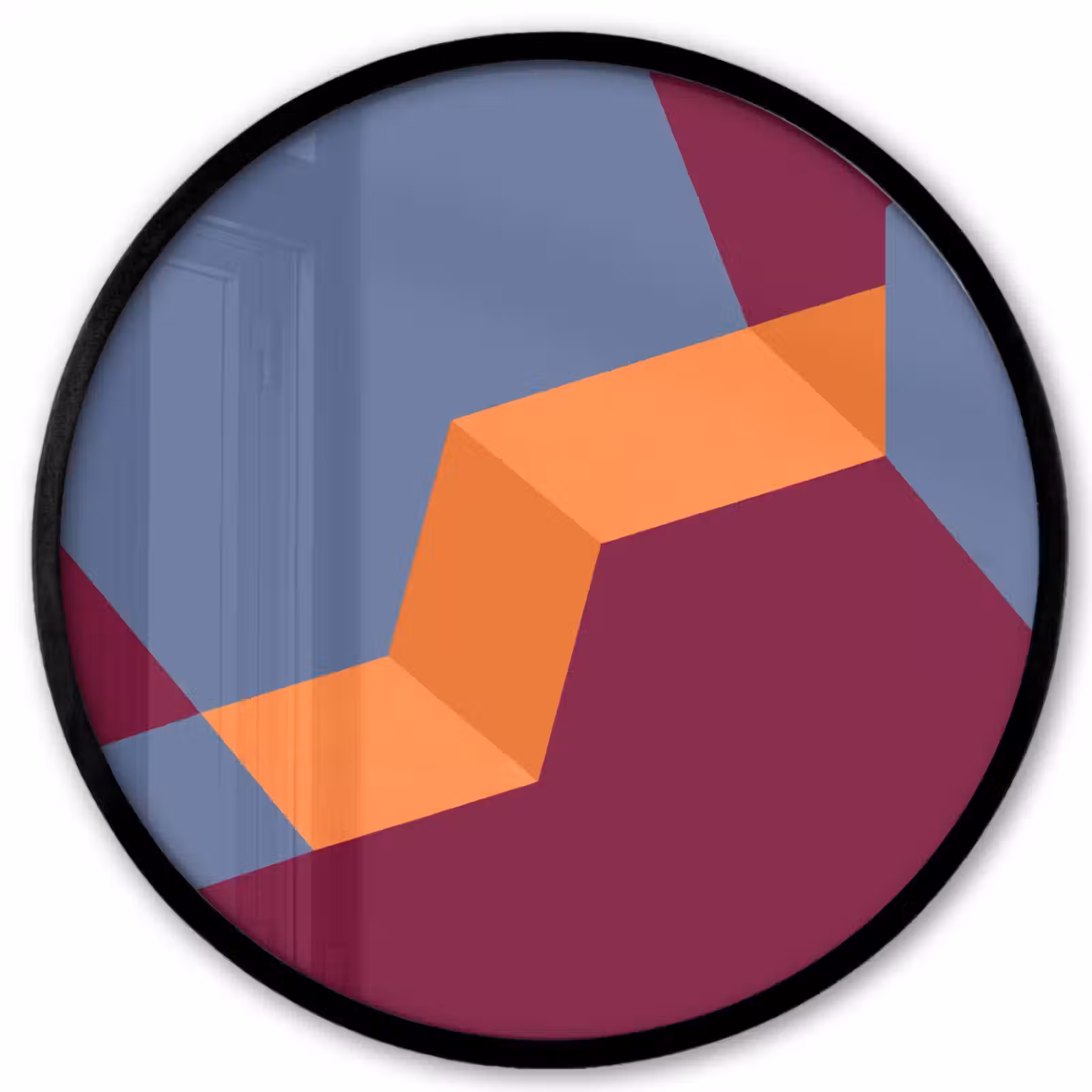 Poster im Rahmen Rund - Zusammenfassung – Formen – Modern – Blau – Orange — 1