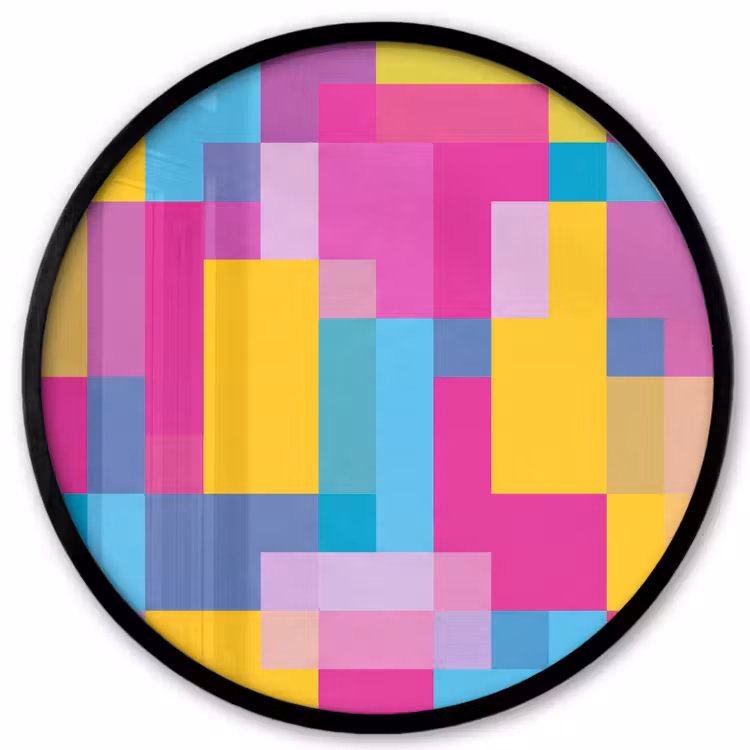 Poster im Rahmen Rund - Abstrakt – Geometrisch – Kunst – Farbenfroh – Modern — 1