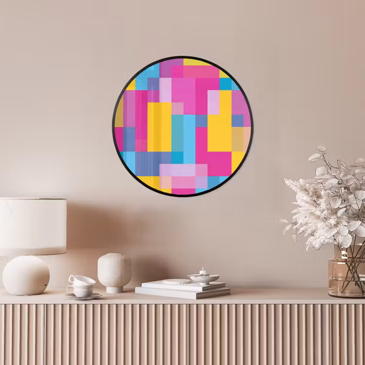 Poster im Rahmen Rund - Abstrakt – Geometrisch – Kunst – Farbenfroh – Modern — 5