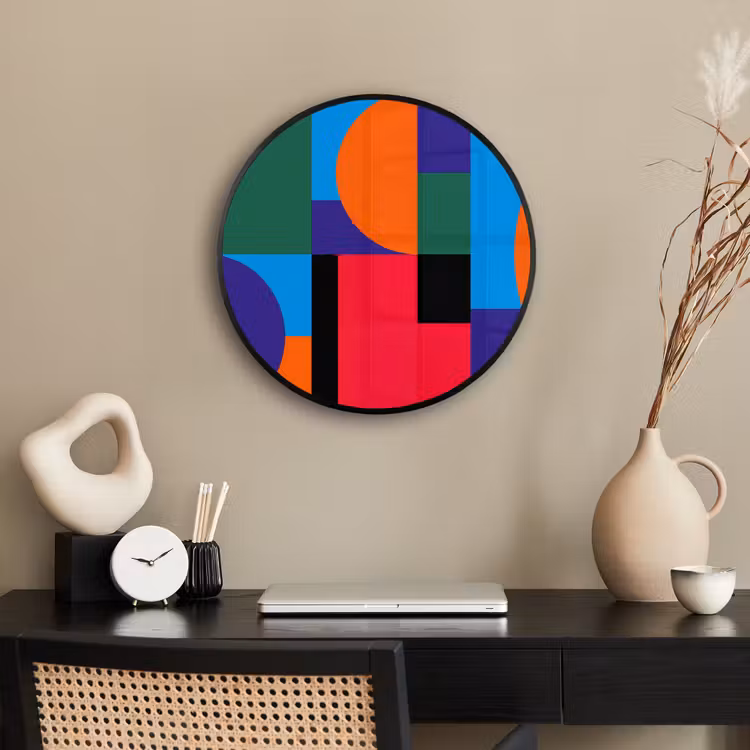 Poster im Rahmen Rund - Geometrisch – Abstrakt – Formen – Farbenfroh – Modern — 3