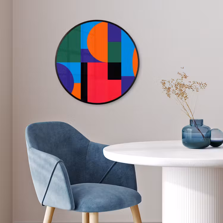 Poster im Rahmen Rund - Geometrisch – Abstrakt – Formen – Farbenfroh – Modern — 4